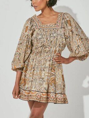 Cleobella OCleobella Olive Ballive Balloon Sleeve Mini Kaleidoscope Dress Size L